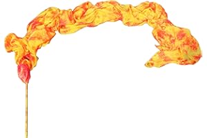 Winged Sirenny 4.4yds Colorful Flowy Soft Silk Ribbon Throw Streamerwith Rods,Church Liturgical Praise Worship Adoration Dance Ribbon Beginners Practice Banner