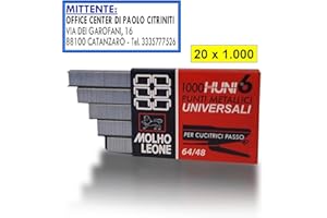 OFFICE CENTER DI PAOLO CITRINITI Punti Metallici Universali Molho Leone per Cucitrice Passo 64/48, Confezione da 20.000 Pezzi