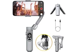 Gimbal Stabilizer für Smartphone mit LED-Licht Face Tracking Auto-Inception Time-Lapse, Handheld faltbar 3-Achsen Telefon Gimble für iPhone16 15 14 13 12 Pro/Max/Xs Galaxy S21, TikTok- AOCHUAN SMART X