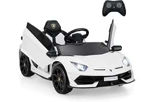 COSTWAY Lamborghini Elbil för barn, barnfordon med 2,4 G fjärrkontroll & LED-strålkastare & MP3-spelare & tuta & musik, elfordon 3–5 km/h, barnbil för barn från 3 år