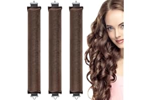 COOLON Heatless Curlers 3Pcs, Overnight Heatless Curls Blowout Rods Headband for All Hair Types, Soft Hair Roller Rods with Hook, No Heat Curls to Sleep, Women Long Hair Styling Tools (brown)