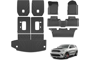 Dattumar Fußmatten, kompatibel mit Dodge Durango 6-Sitzer Kofferraummatte 2016–2025, Allwetter-Rücksitzbezug, Durango-Zubehör (Kofferraummatte + 2. und 3. Reihe Rückenlehnenmatten + Fußmatten)