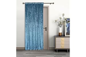 umlout Thermal Door Curtain Rajpur Teal Crush Velvet Winter - Saves Energy, Prevents Draughts Reduces Heat Loss