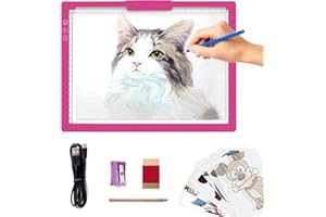 iVAOOZE Table lumineuse sans fil A4 avec support innovant et clip, plaque lumineuse rechargeable alimentée par batterie, intensité variable en continu, 6 niveaux de luminosité, pad lumineux sans fil