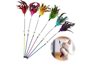 GingerUPer Cat Toy for Indoor Cats Adult Kitten,Cat Toy Interactive Feather Teaser Wand Ball Toy Set for Kitty and Cats (Red)