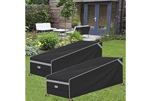 NAMOTU Longziming - Funda protectora para tumbona de jardín, 2 unidades, para Sun Lounger Garden, funda protectora con 4 botones a prueba de viento 210D Oxford 200 x 75 x 40/70 cm, color negro