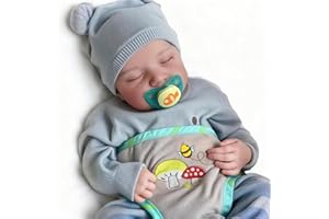 BABESIDE Bambole Reborn Maschio, 17 Pollici Lavabili a Mano Reborn corpo in Vinile, Bambola Realistica Rinato con Accessori dai 3 Anni in su (Ragazzo con gli occhi chiusi)