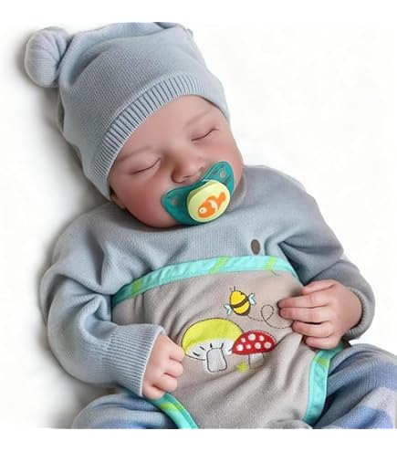 Poupée Reborn Bébé Garçon Blond Endormie Poupée Nouveau-né Réaliste Vinyle 50cm