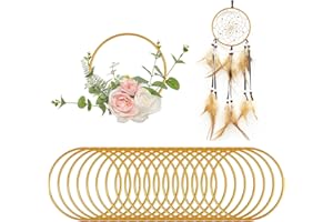 JOLIGAEA 20 Piezas Atrapasueños Aros De Metal, 10 cm Anillos de Atrapasueños, Anillos de Macramé de Metal para DIY Boda Corona Decoración y Macramé Colgante de Pared Manualidades, Oro