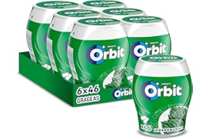 Orbit Bote de Chicles Sin Azúcar Sabor Hierbabuena, Fresco, Intenso y de Larga Duración en formato Gragea (6 x 46 chicles)