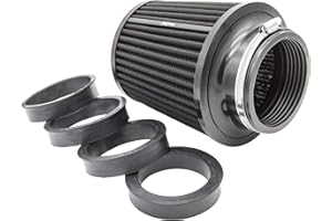 Ramair Filters Performance PRORAM Universal Intake Induction Cone Air Filter - 150mm Base With Reducing Rings, BLACK