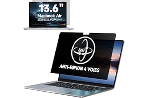 IPROKKO Filtre de Confidentialité 360° MacBook Air 13,6 pouces (M3/M2, 2024/2022) et MacBook Air 13" M4 2025,Autocollante, Antireflet et Anti-Lumière Bleue,Protection D'écran de Confidentialité