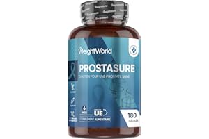 WEIGHTWORLD Prostasur 180 Gélules, avec Saw Palmetto Palmier Nain, Graine de Courge Citrouille, Zinc, Vitamine B6 Vitamine D3, Feuilles d'Ortie, 6 Mois d'Approvisionnement Prostasur pour Homme Extrait ratio 20:1