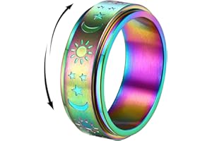 FindChic Anello Uomo Donna Antiansia Anello Antistress Uomo Girevole Misura 14-32 in Acciaio Inossidabile Anello Acciaio Uomo Colore Argento/Oro/Nero/Multicolore Confezione Regalo