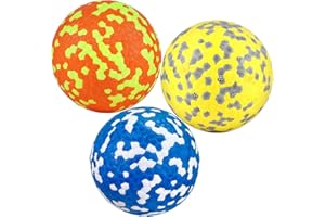 FONPOO Super elastyczna piłka do psa, zabawka dla psów niezniszczalna z najnowszych materiałów, Interaktywna zabawka wodna dla małych i średnich psów (Żółty+Niebieski+Pomarańczowy)