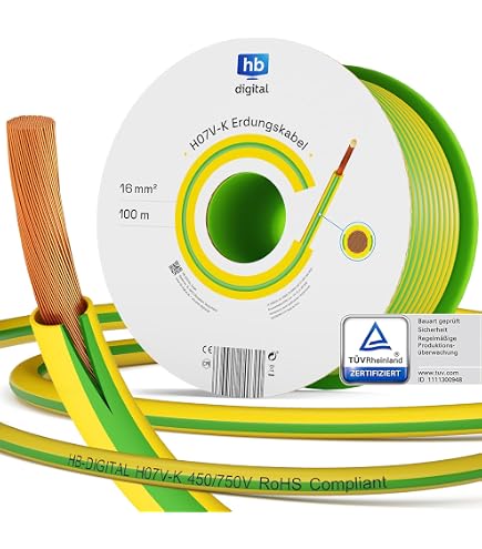 Zenitech H07V-R Stromkabel 6mm² – 5m, Rot, PVC-isoliert, Für Haushaltsgeräte & Innenanwendungen