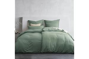 Duvetnova Bettwäsche 135x200 4teilig Superweiche Vorgewaschene Mikrofaser Baumwollähnlich ÖKO-TEX 2 Bettbezüge 135 x 200+2 Kissenbezüge 80x80-alle mit Reißverschluss Bettwäsche Salbeigrün Grün