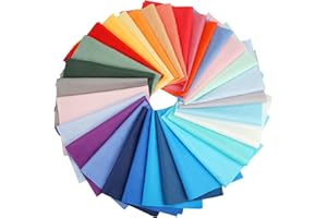 JINSION 30 Piezas Tela Algodon 20 x 25cm Telas Patchwork, Sólido Paquetes de Tela Patchwork Telas de Sarga para Coser Patchwork, Manualidades, Costura, Acolchado, Bricolaje, Artesanales (Multicolor)