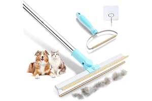 TMEOIIPY Carpet Rake for Pet Hair Removal, Adjustable Long Handle Lint Remover with Innovative Metal Edge, Dog&Cat Hair Remover, Reusable Fur & Carpet Scraper for Carpet, Rug, Mat, Couch, Furniture