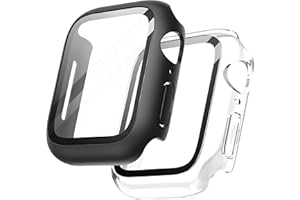 yunus aras 2-Pack Apple Watch Screen Protector, apple watch case, apple watch cover, 41 mm for Series 9 (2023) Series 8/7, Ultra Thin Shockproof Protective Cover (black+transparent)