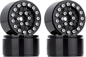 INJORA RC Rims 4pcs 1.0inch Beadlock Wheel Metal Wheel Rim for 1:24 RC Crawler Axial SCX24 90081 AXI00001 AXI00002 Deadbolt B-17 (Black)