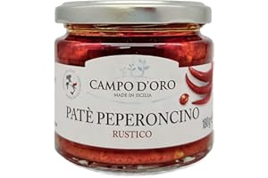 CAMPO D'ORO | Paté con Peperoncino Rustico 180 GR. Specialità siciliane per ricette, sugo pronto siciliano prodotto con peperoncino rustico. 100% Made in Italy