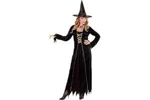 W WIDMANN MILANO PARTY FASHION Widmann Milano Party Fashion - Disfraz de Bruja, Vestido y Sombrero, Maga, Cuento de Hadas, Halloween, Disfraces