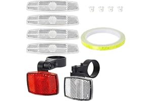 sitengjun Catadioptre Velo, 7 Pièces Réflecteur de Vélo Avant et Arrière, avec Bandes réfléchissantes Jaunes de 8 m, pour Adaptés à Tout Type de Vélo