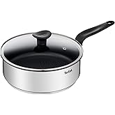 Tefal Primary E3093204 Stainless Steel 24cm Saute Pan with Lid, Non-Stick Pan, Induction Compatible