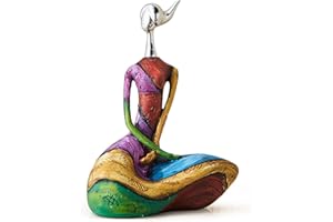 ‎FJSPERM Kunst Weibliche Skulptur Figuren, Bunte Frau Statue für Home Deko, Moderne Skulptur Dekorationen für Wohnzimmer Regal Büro Schrank Akzente (Bunte weibliche Figur - D)