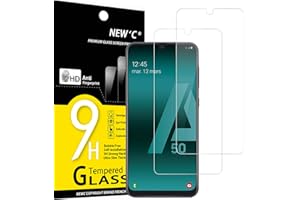 NEW'C 2 Piezas, Protector Pantalla para Samsung Galaxy A50 (SM-A505F), Cristal templado Antiarañazos, Antihuellas, Sin Burbujas, Dureza 9H, 0.33 mm Ultra Transparente, Ultra Resistente