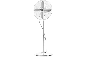 ‎PROFICARE ProfiCare® Ventilator mit Schwenkfunktion | höhenverstellbar | Ventilator leise Ø 40cm | Standventilator 3 Stufen | Neigungswinkel verstellbar | Standventilator sehr leise | PC VL 3064 M S Chrom