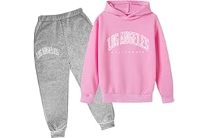 Generisch 2025 - Niños Casual Letra Impreso Manga Larga Sudadera con Capucha Sudadera Chándal Jogger Pantalones de Chándal Unisex 2 Piezas Conjunto de Suéter Niños Pantalones Niñas