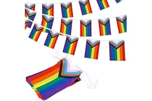 AXLTHK Pride Bunting Flags,Progress Pride Decorations Bunting,8.5m Rainbow Banner with 25 LGBT Flags as Gay Pride accessories on Indoor/Outdoor LGBT Festival Party Celebration Carnival Home Bars