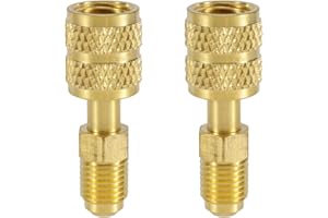 lasuroa 2pcs R410A Adapter for Mini Split System, 5/16" SAE Female to 1/4" SAE Male Flare Charging Vacuum Port Adapter Straight Adapters Fitting for HVAC Air Conditioner Refrigeration