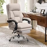 WXJHL Office Chair with Footrest, Leather High Back Executive Office Chair with Wheels, Ergonomic Desk Chairs with Lumbar Sup