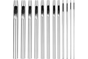 JSMTKJ 12er Stanzwerkzeug Set, Locheisen Satz Locheisen Runde Stahl Hohl Punch Set 0,5mm Bis 6mm Punch Werkzeuge Set für Leder Uhrenarmband Dichtung Gürtel Öse