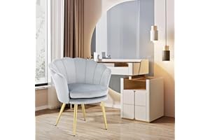 Bosmiller Ergonomic Velvet Desk Chair for Home Office, Desk Chair 150 kg, Armchair Bedroom with Petals Backrest Cushion for Bedroom/Living Room