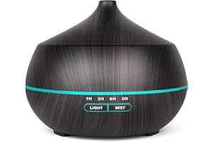 ‎AIRYMIUM Diffuser Ätherische Öle Ultraschall Luftbefeuchter: 400ML Aroma Diffuser für Duftöle Aromatherapie Öle Diffusor mit 7 Farben LED & Timer für Schlafzimmer Wohnung Büro Yoga - Schwarz
