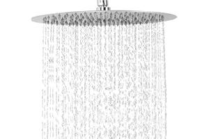 YAPWIKI 10 Zoll Regendusche Duschkopf, 304 Edelstahl Regenduschkopf Verstellbarer Kopfbrause mit Anti-Kalk-Düsen, Wassersparend Brausekopf Runden Einbauduschköpfe mit Poliert Spiegeleffekt für Bad (25CM)