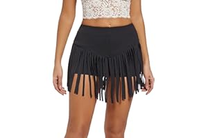 Ella Lust Mini Short Franges pour Femme - Sexy Ete Couleur Unie Tenue pour Concert Campagnard Vetement Festival Courte Pole Dance Coachella