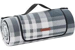 ‎SONGMICS SONGMICS Picknickdecke, 200 x 200 cm, groß, Campingdecke, für Park, Garten, Strand, wasserdicht, faltbar, grau-weiß GCM61GW