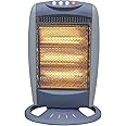 HomeVibe () 1200w 3 Bar Compact Halogen Heater Oscilating with 3 Bar Heat Settings / 90 Degree Oscillation / Safety Tip-over Switch / Carry Handle / 17p Per Hour - Grey