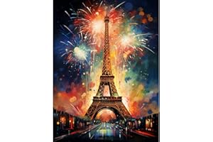 Rheskbecy Diamond Painting Set für Erwachsene ，DIY 5D Diamant Painting Pariser Turm, Malen nach Zahlen Diamant Anfänger，Home Wall Decor 30x40cm