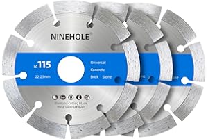 NINEHOLE 3pcs Disco de Corte de Diamante 115 x 22,2 mm, Disco Tronzador de Diamante para Cortar Piedra, Hormigón, Ladrillo y Otros Materiales Duros