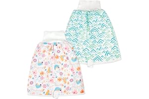 FLYISH DIRECT Baby Trainingshose High Waist Cotton Sleepy Windelhose Urinpolster Klimmzüge Lernhose Potty Underwear Windelunterwäsche 2 Stück, 1-4 Jahre, M(0-4T)