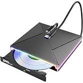 Umaniy RGB Harici CD DVD S&uuml;r&uuml;c&uuml; USB 3.0 Tip C, DVD S&uuml;r&uuml;c&uuml; Harici Taşınabilir RW Yazıcı CD &Ccedil;alar Yazıcı