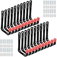 20 Pcs Garage Storage Hooks, 9cm Wall Mount Heavy Duty J Hook, Utility Hangers for Bike, Chair, Ladders, Hose, Garden Tools (Black + Red)
