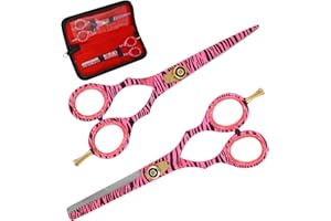 SS INSTRUMENTX forbici parrucchiere professionali set, forbici taglio capelli 6.0 pollici e forbici per sfoltire i capelli per Parrucchieri, Barbieri e Tagli di Capelli a Casa (Rosa)
