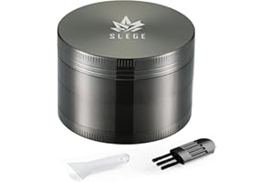 SLEGE Macina, Grinder 2.5"(63mm) – Grande Grinder macinacaffè mano in alluminio leggero – 4 pezzi - Macinacaffè con Raschietti e spazzole (grigio)